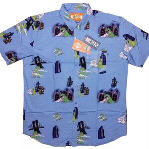 RSVLTS Nickelodeon Rugrats Reptar on Ice Short Sleeve Shirt Blue XXL 2XL ~ New